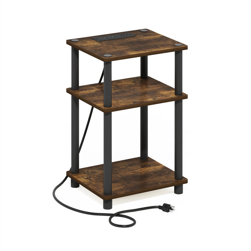 End Table with Dual Installation Options, Built-In Outlets, USB & Type C Ports, Amber Pine