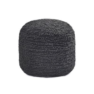 Sfera 17" Charcoal Upholstered Pouf Ottoman