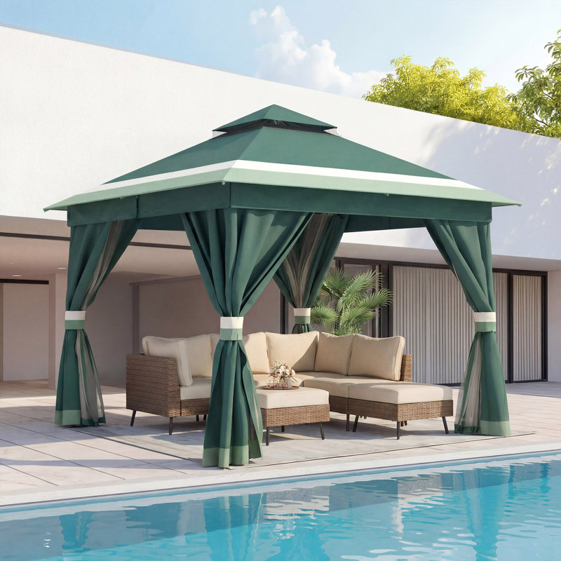 Pavillon de jardin en acier, 10 x 10 pi, GREEN GRADIENT (NOUVEAU)