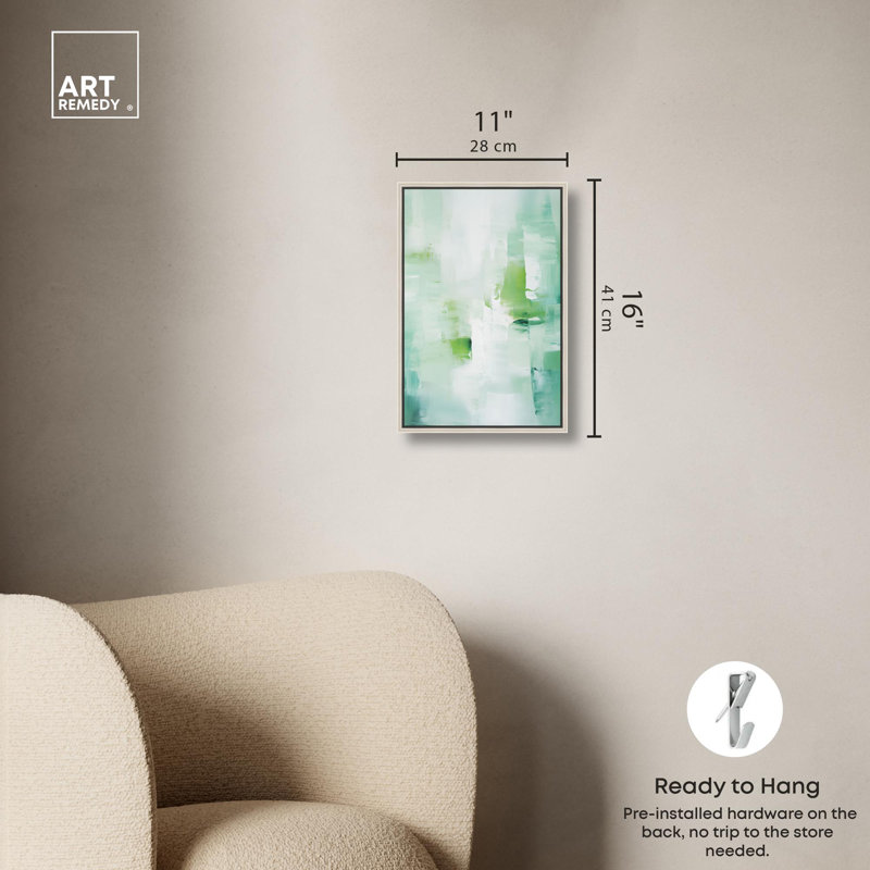 Toile Sproutling II par Art Remedy, H 16 po x l 11 po, Cadre flottant, Argent argent