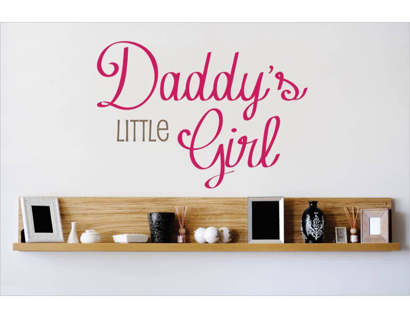 Décalcomanie murale little fille daddy, H 22 po x l 30 po x P 0,16 po, Rose / Brun