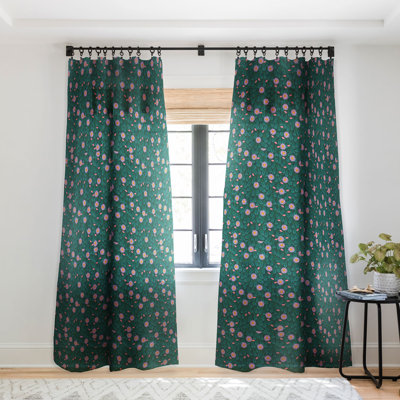 Hello Sayang Wild Daisies Forest Green 1pc Sheer Window Curtain Panel