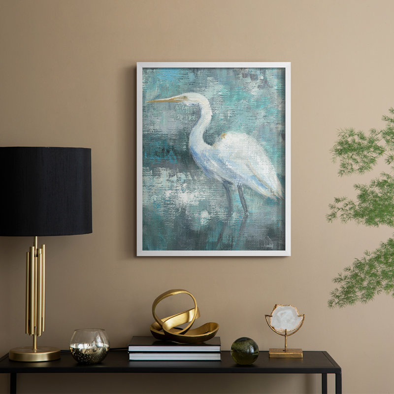Reproduction encadrée Coastal Egret II - bois massif, 11" H x 9" W, Blanc