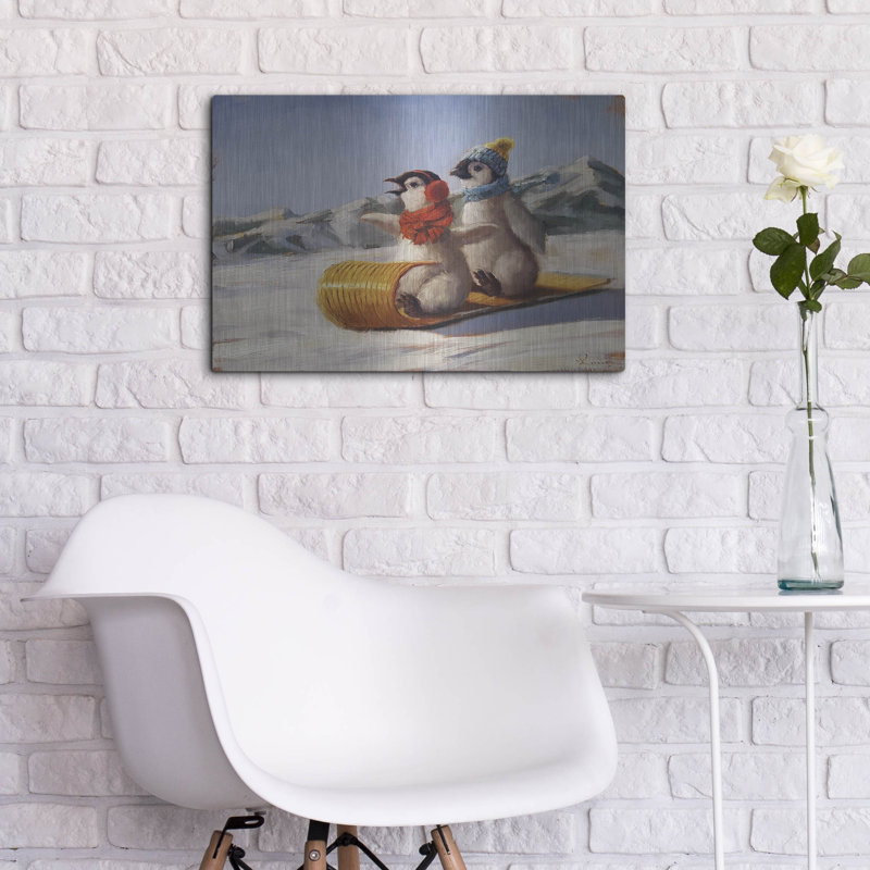 Art mural en métal luxueux «Toboggan» par Lucia Heffernan, 24 po x 16 po, H 16 po x l 24 po