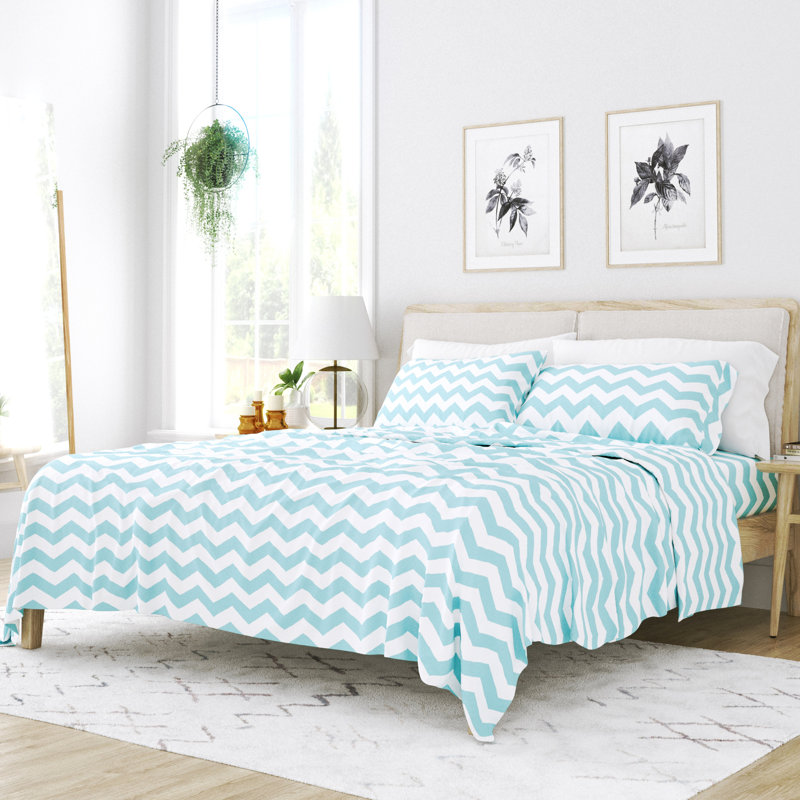 Turquoise Floral Kids Unisex Cotton Microfiber Sheet Set
