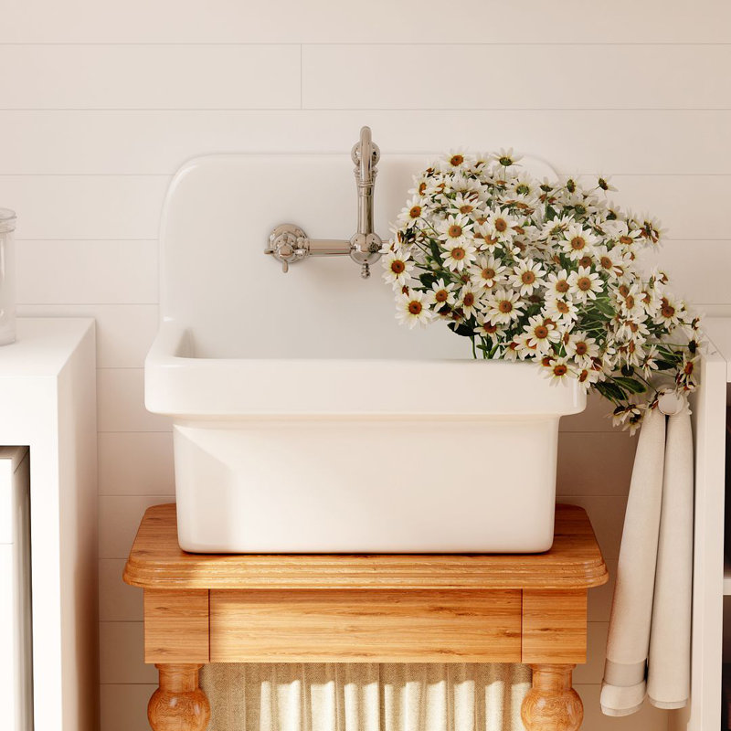 Eridanus Mason 15 Gal. Wall Mount Laundry Utility Sink - Crisp White