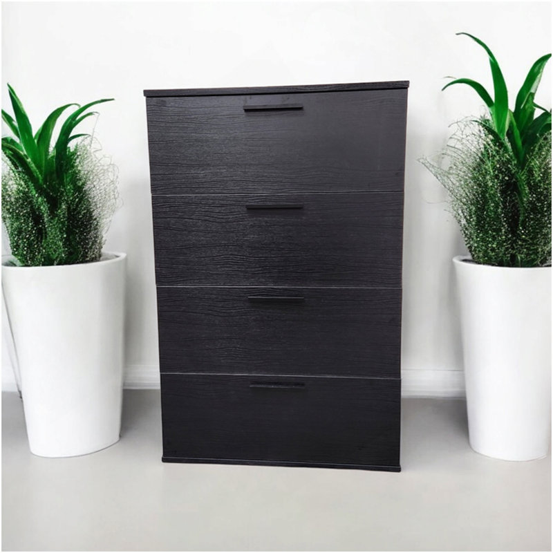 Commode noire à quatre tiroirs Oliver, Noir
