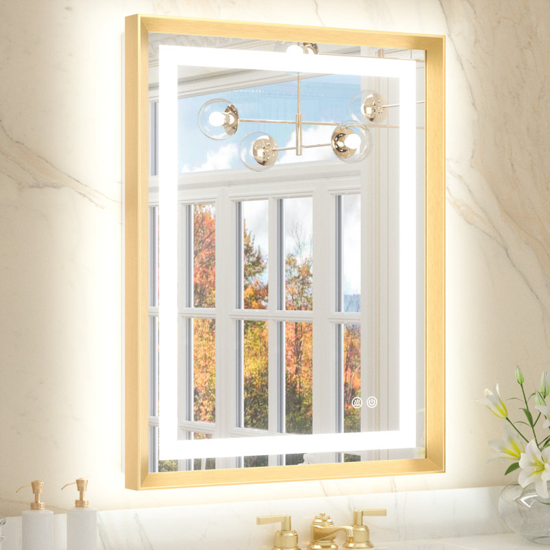 Miroir de salle de bain Dineen, Doré, 30 po x 22 po