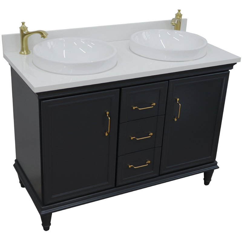 Ensemble de meuble-lavabo de salle de bain double 49 po Riaan, Bleu, Granite