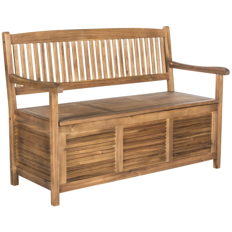 Outdoor Wooden Storage Bench, Natural