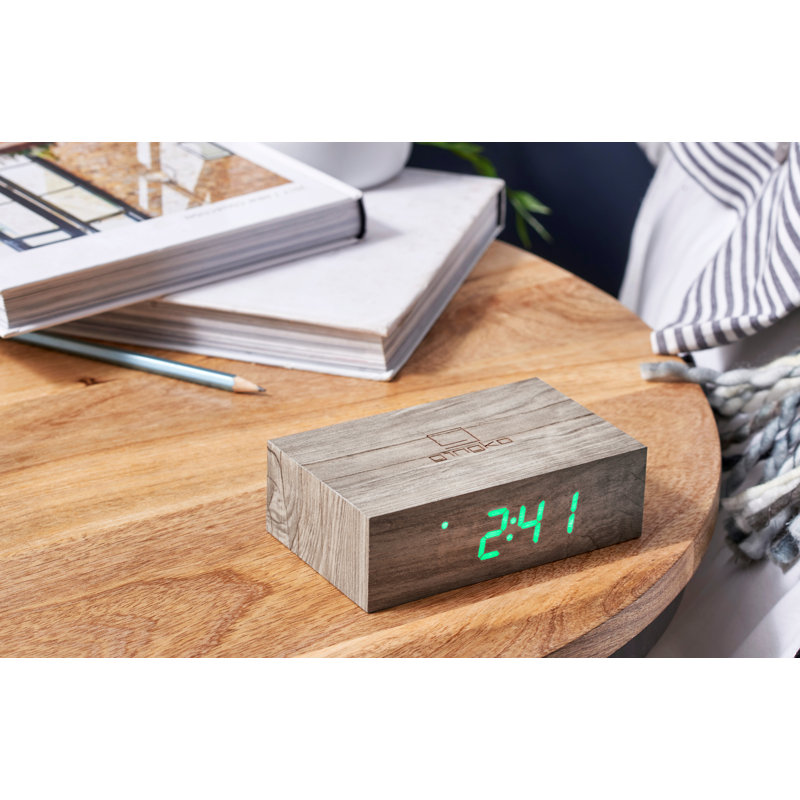 Sleek & Chic Modern Digital Wood Electric Alarm Tabletop Clock, Ash