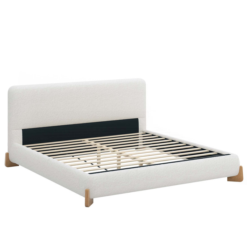 Élégant lit tapissier Boucle, pièce maîtresse luxueuse et confortable, Très grand lit