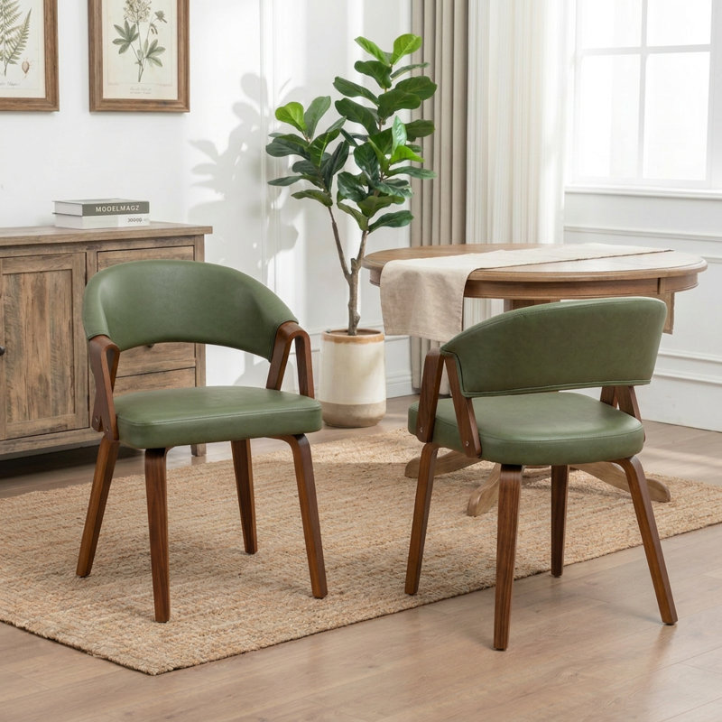 Chaise rembourrée en similicuir Providence, Vert