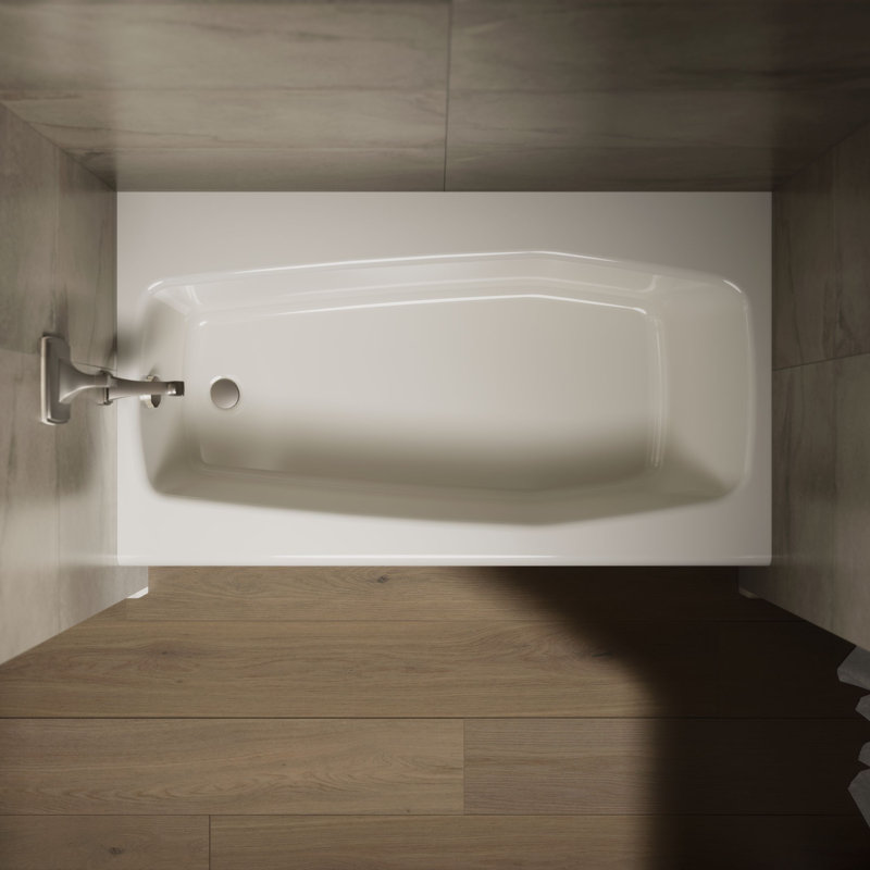 Villager Alcove 60" x 34" Alcove/Tile in Cast Iron Soaking Bathtub, Biscuit, Left