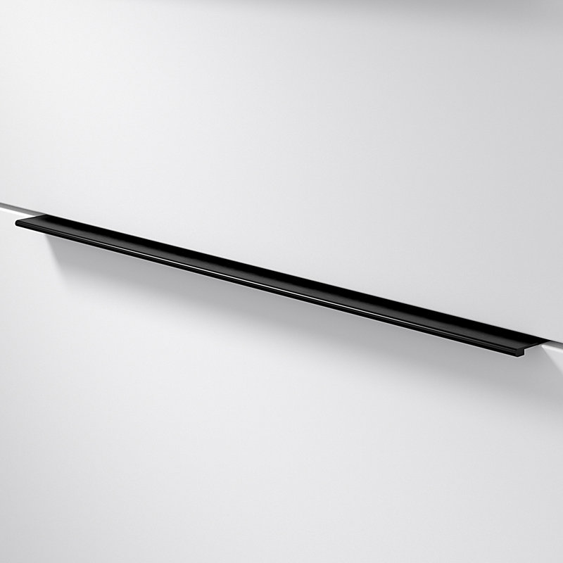 Aluminum Edge 16 3/8" Centre to Centre Finger Pull, Brushed Black