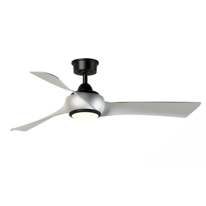 Wrap Custom 52 inch Indoor/Outdoor Ceiling Fan with LED CCT Select Light Kit - Black with Brushed Nickel blades