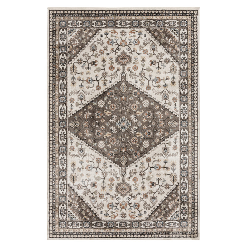 Bungalow Rose Magaw Brown/Orange Traditional Indoor Polypropylene/Polyester Area Rug, Rectangle 9'10" x 12'10"