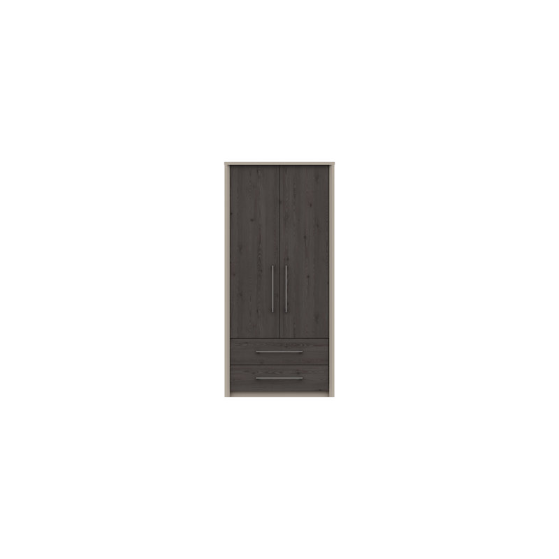 Wyman 2 Door Manufactured Wood Wardrobe, Fired Earth/Anthracite Larch