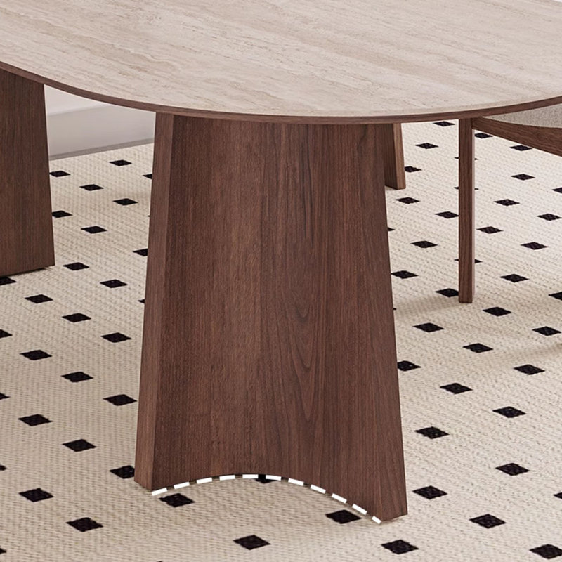 Oval Minimalist Dining Table Oval Solid Wood Base Dining Table, 29.5"H x 55.1"L x 31.4"W