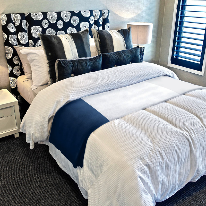 Boston Quilted Throw Blanket, 52.5" W x 62.5" L, Navy/White/Gray