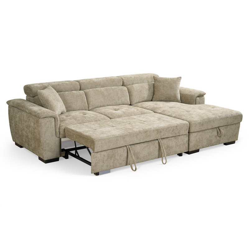 Howerton 4 Seater Chenille Sofa Bed, Beige
