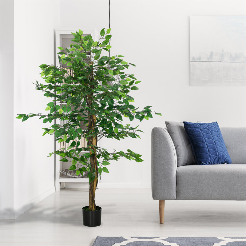 Artificial ficus tree with weighted plant pot