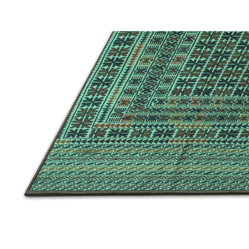 Tapis bleu sarcelle / gris, Rectangle 3 pi x 5 pi
