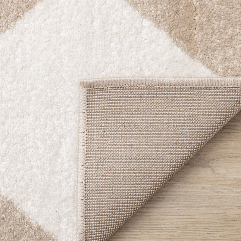 Tapis à carreaux crème et beige Shivaun, Rectangle 8 pi x 11 pi