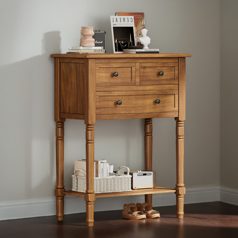 24" Narrow Console Table Entryway Side Table for Hallway Living Room, Natural