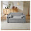 Canapé-lit convertible en velours côtelé gris clair avec lit escamotable, accoudoirs de rangement et ports de chargement USB - 3 positions réglables