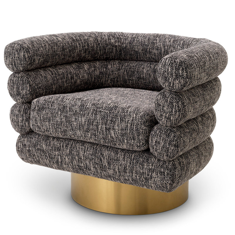 Fauteuil demi-tonneau pivotant de 34,25 po Maguire, Mélange de coton noir Cambon