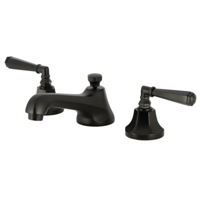 Kingston Brass Metropolitan Two-Handle 3-Hole Deck Mount Widespread Bathroom Faucet with Brass Pop-Up Drain