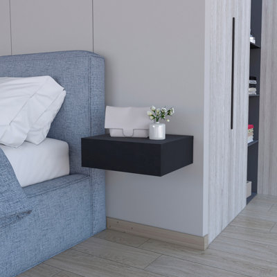 Floating Nightstand, Sleek Wall-Mounted Design With Spacious Drawer Storage