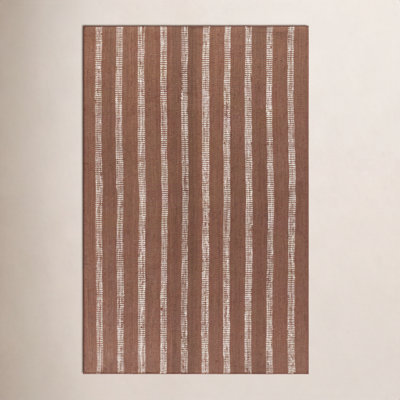 Aadison Rust Hand-Woven Striped Jute Rug