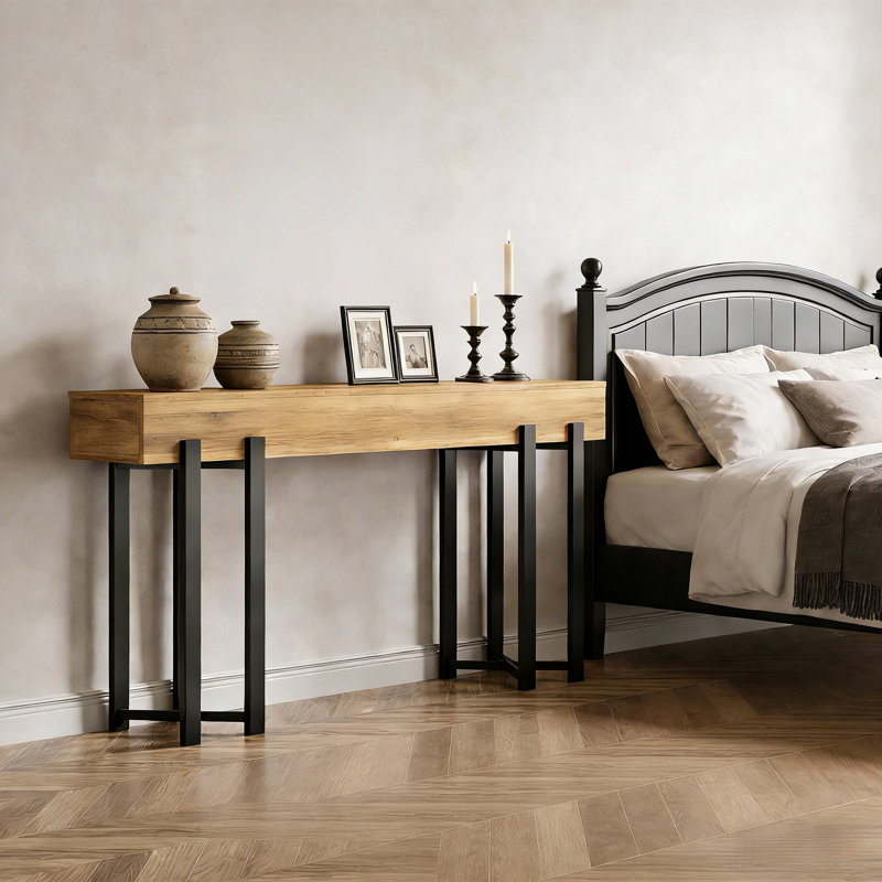 Tablette de présentation de bureau, console de style moderne, longue table de canapé, Brun pâle
