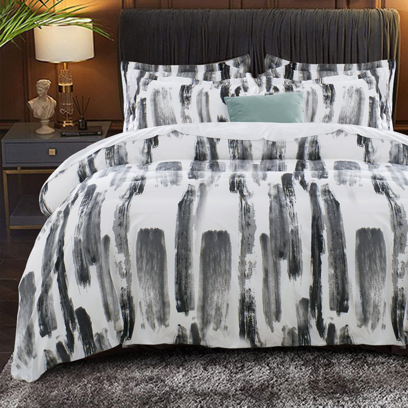 Aspire Homeware Premium Reversible Striped Duvet Cover Set with Pillowcases for Durable and Stylish Bedding