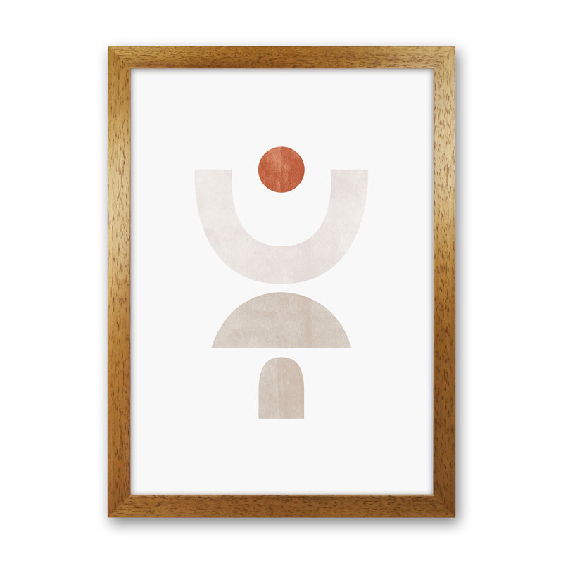 Abstract Geometric No 1 - Print, 88cm H x 64cm W x 3cm D, Brown Framed