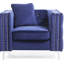 Fauteuil d'appoint bleu avec accoudoirs sur rail - et construction 30 po h 40 po x P 34 po Assemblage rapide en velours profond pour un intérieur moderne et solide