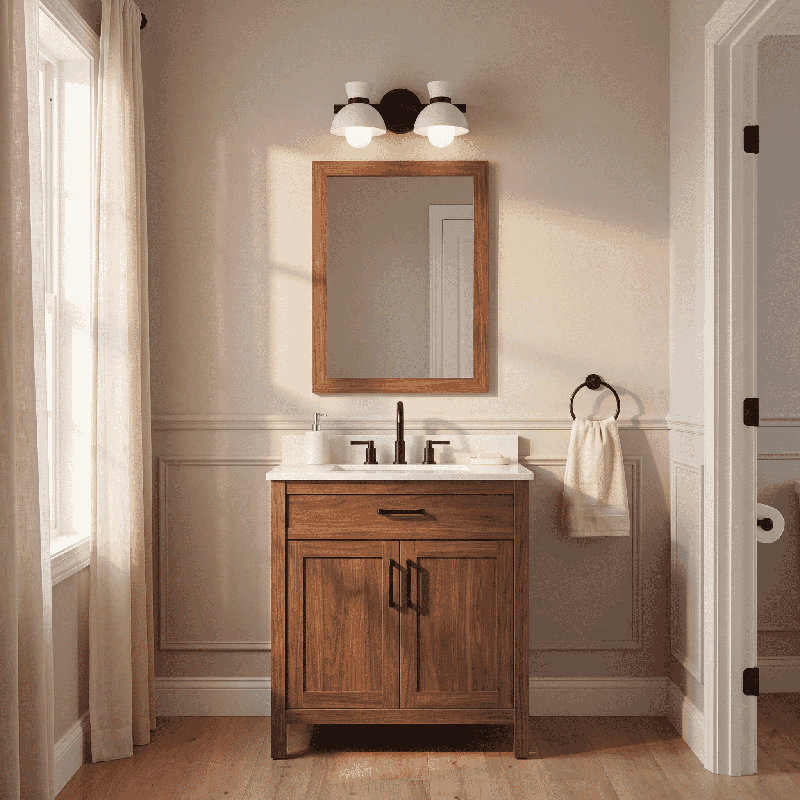 Karalana 2-Light Bathroom Vanity Light in Matte Black, Matte Black