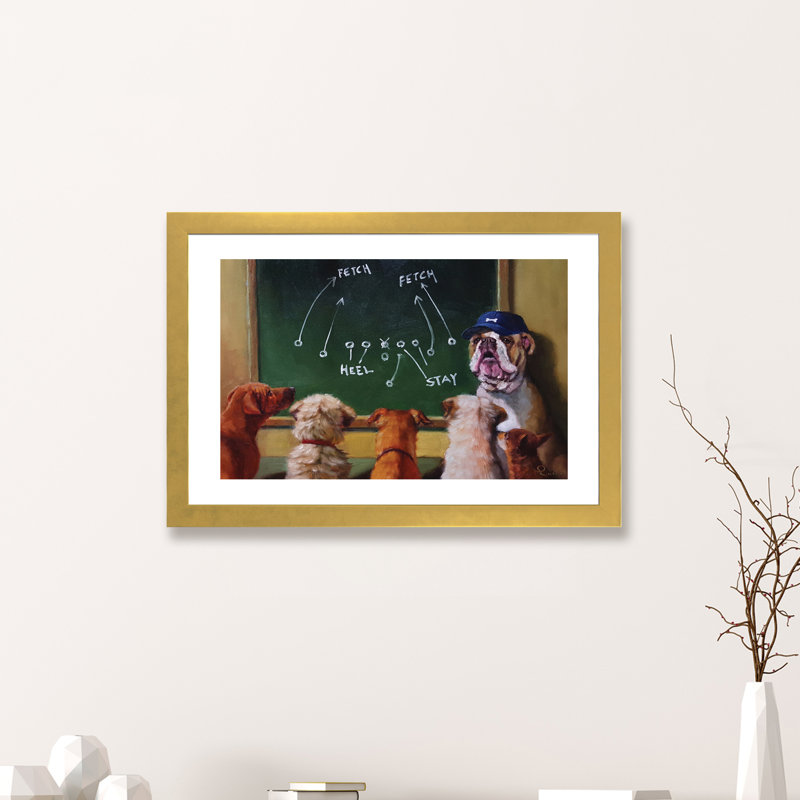 «Game Plan», art encadré, H 16 po x l 24 po x P 1 po, Papier encadré doré