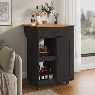 Kitchen Island on Wheels with Storage-Multifunctional Kitchen Island Cart with Drop Leaf, Rolling Island with Spice/Towel Rack,Expandable Island Table Kitchen,23.7" Width