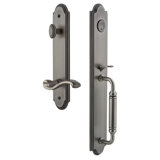 Arc Handleset with Single Cylinder Deadbolt and Portofino Door Lever and Arc Rosette
