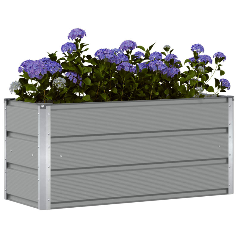 Planter Light Grey Steel 39.37 x 15.75 x 17.72 in Rectangular Outdoor Planter Box, Light Gray, 15.75" H x 39.37" W x 17.72" D