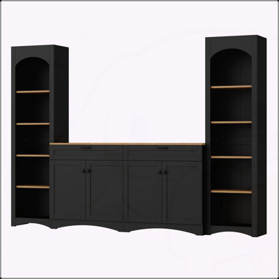 3-Piece Farmhouse Entertainment Center with Storage Cabinet for TVs Up to 70"