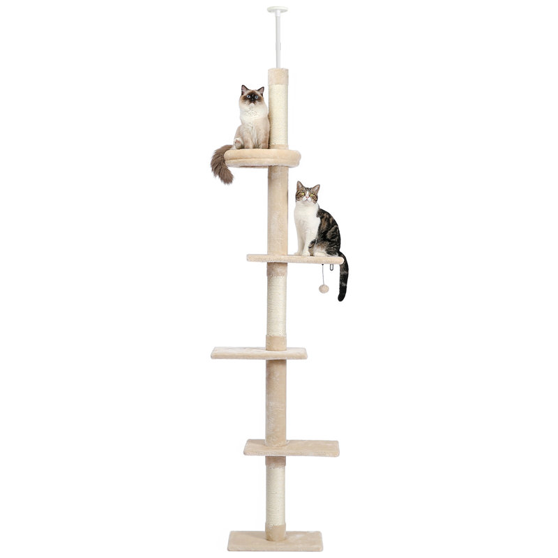 Interactive Adjustable 5-Tier Floor to Ceiling Cat Tower