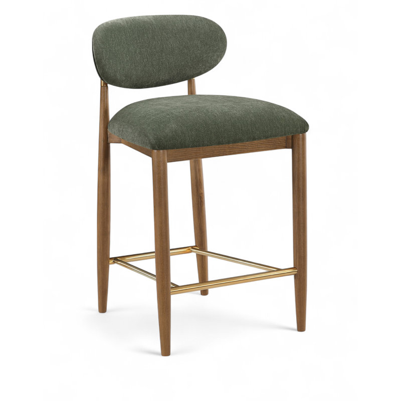 Tabouret en tissu Riccio, Brun, Brossé, Tissu de polyester olive