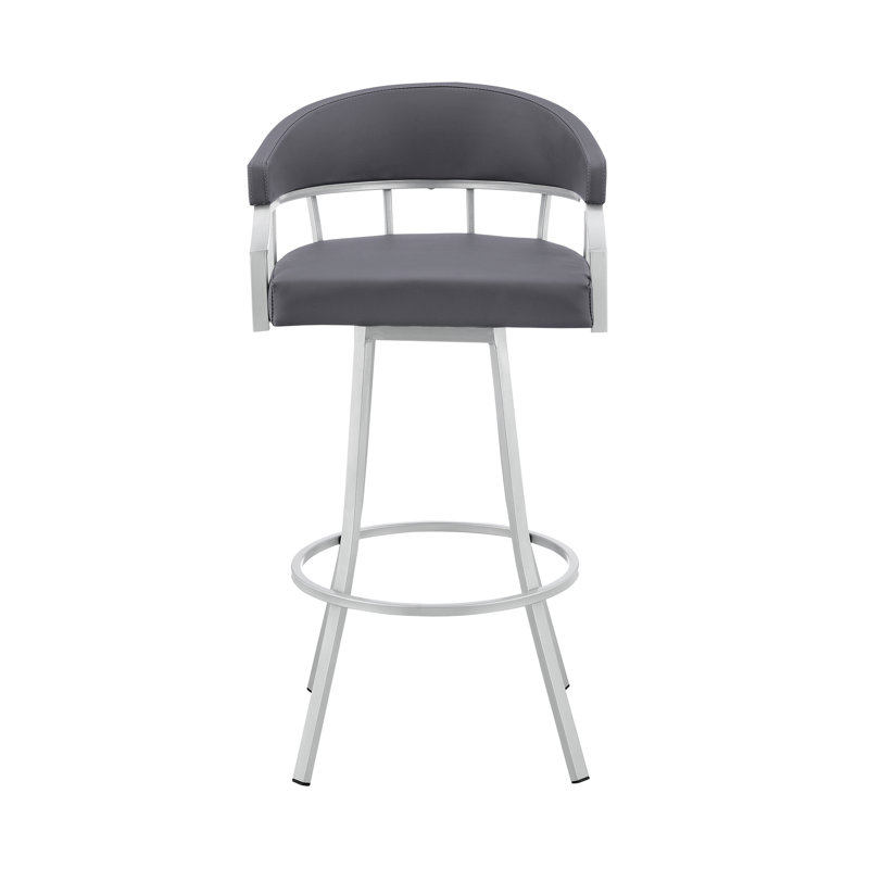 Tabouret de bar Heuvelton, Tabouret de bar (assise de 30 po de hauteur), Gris ardoise, Argent argent