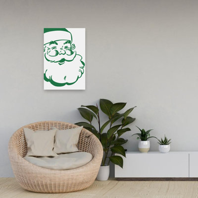 Jolly Green Santa Classic Retro Traditional Wall Art Print 1 Piece Wrapped Canvas Wall Art