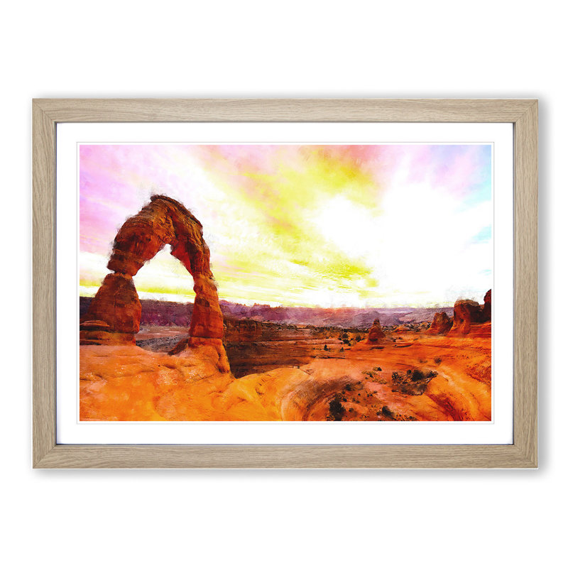 Stone Arch in the Moab Desert - Picture Frame Painting, Oak Framed, 48cm H x 65cm W x 2cm D