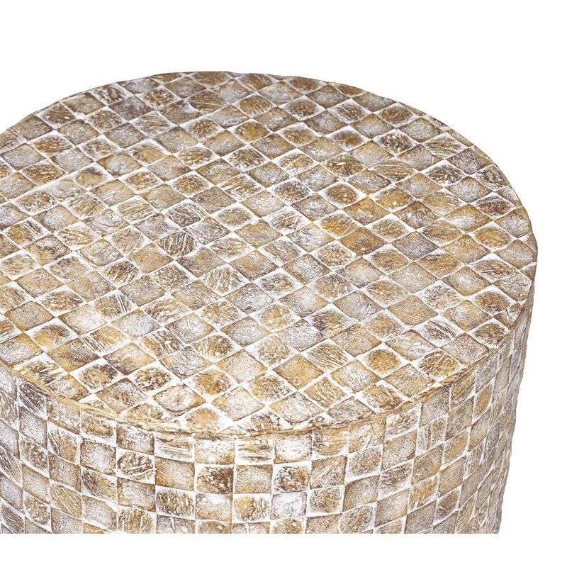 Table de bout cylindrique Cicenia, Plateau brun / base brune, H 25,8 po x l 19,9 po x P 19,9 po